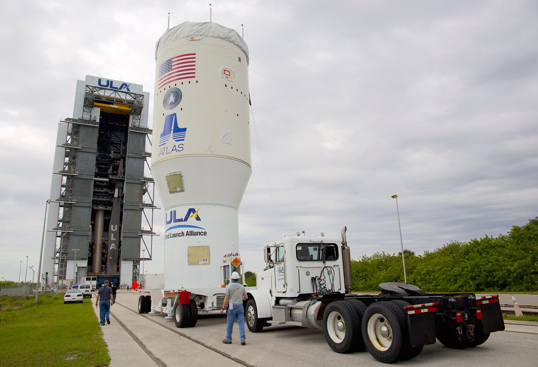 The OVI nears the VIF for hoisting atop Atlas V. Photo by United Launch Alliance