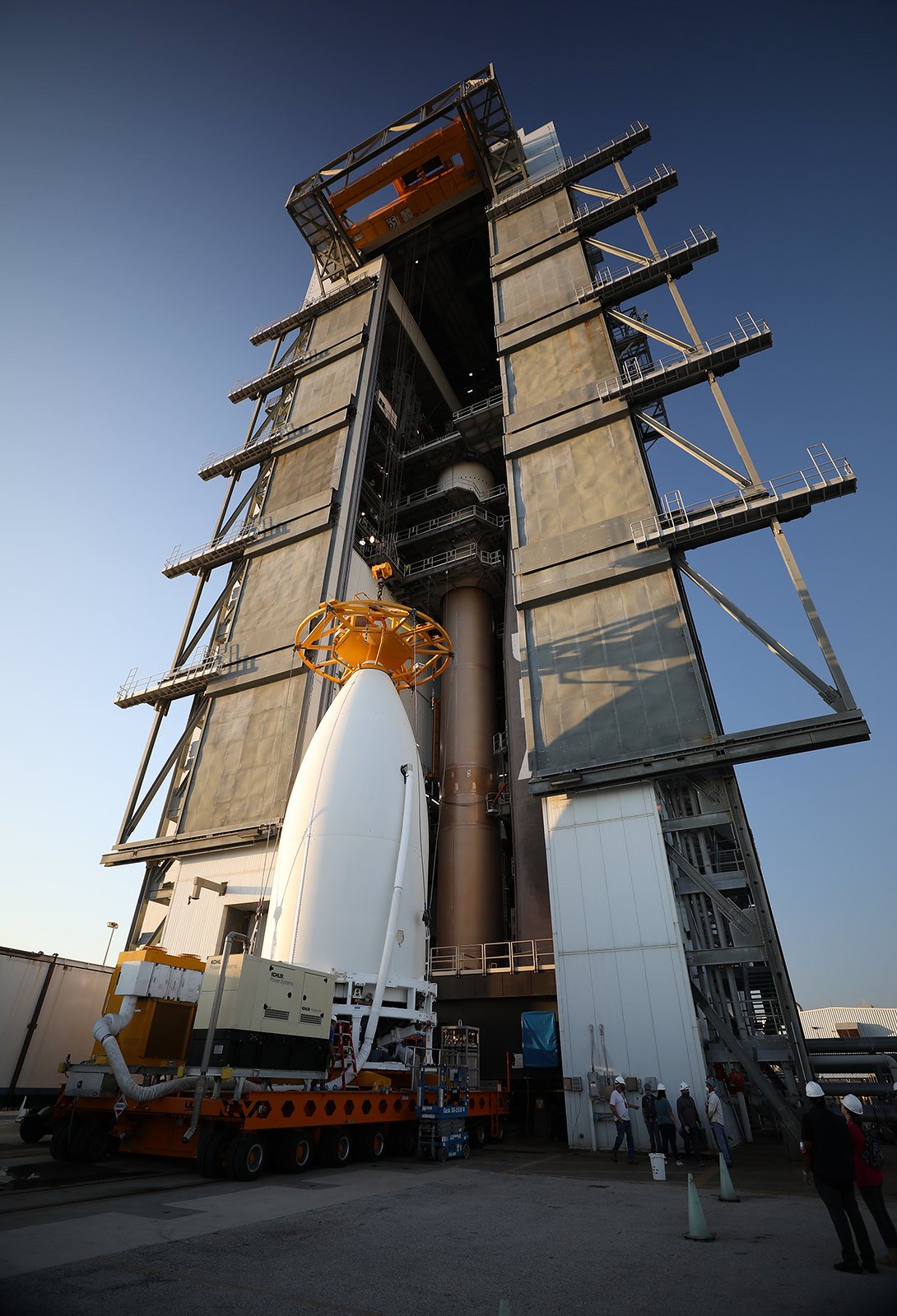 The USSF-7 payload arrives at the VIF. Photo by United Launch Alliance