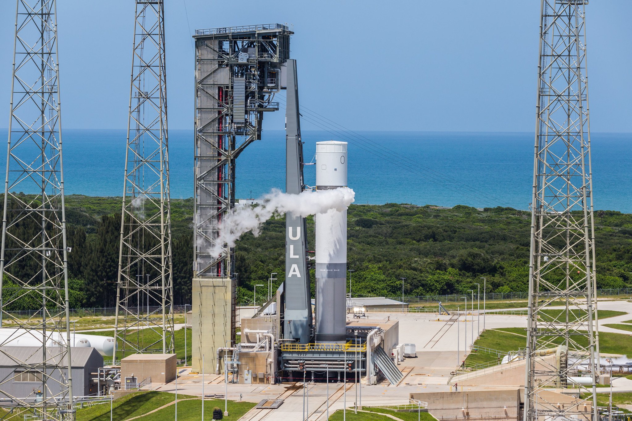 The Vulcan Centaur pathfinder undergoes a tanking test for the first time at Space Launch Complex-41. Photo by United Launch Alliance 