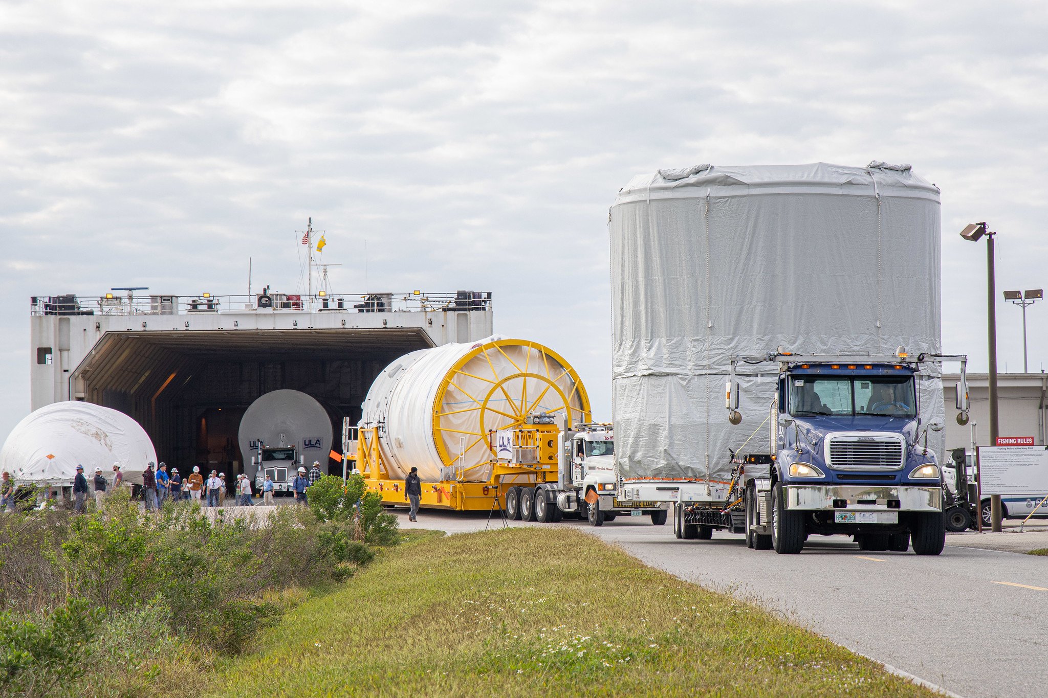 A convoy of the interstage and Centaur V depart RocketShip. Photo by United Launch Alliance