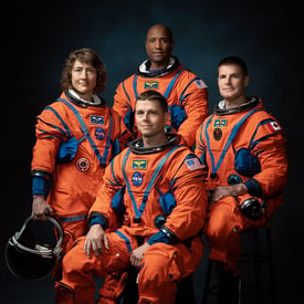 The crew: (left to right) Koch, Wiseman (seated), Glover and Hansen. Photo by NASA