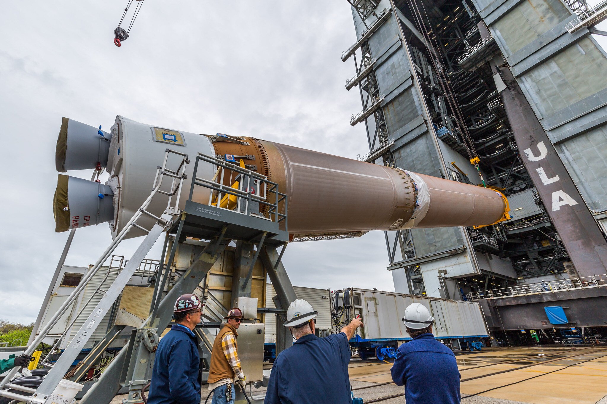 Atlas V first stage goes vertical. Photo by United Launch Alliance