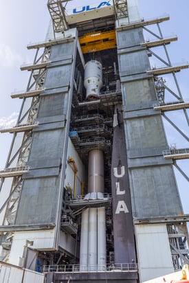 Centaur is hoisted atop the Atlas V first stage. Photo by United Launch Alliance