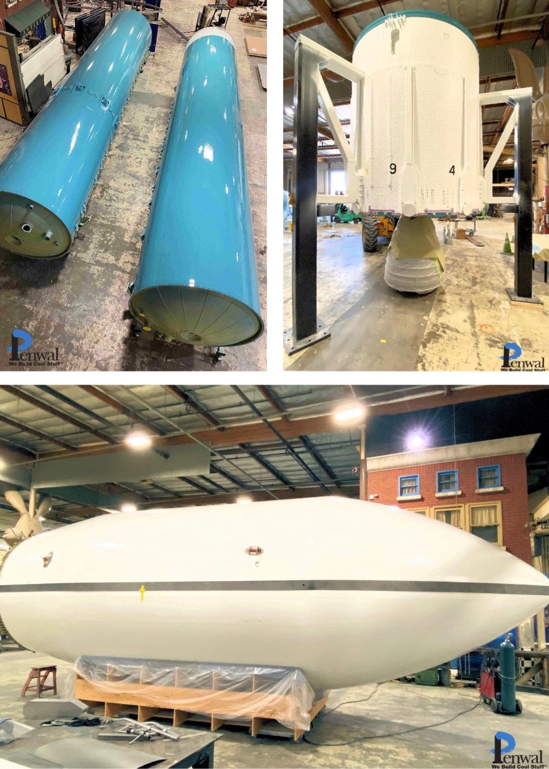 The Delta II first stage tank assemblies, engine section and payload fairing are ready to ship to the exhibit site. Photo by Penwal