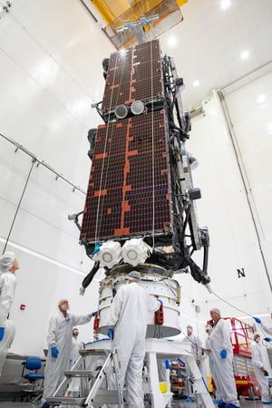 SES-20 and SES-21 are stacked for launch. Photo by Boeing