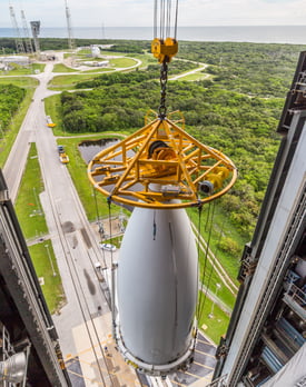 SILENTBARKERNROL-107 is hoisted into the VIF. Photo by United Launch Alliance