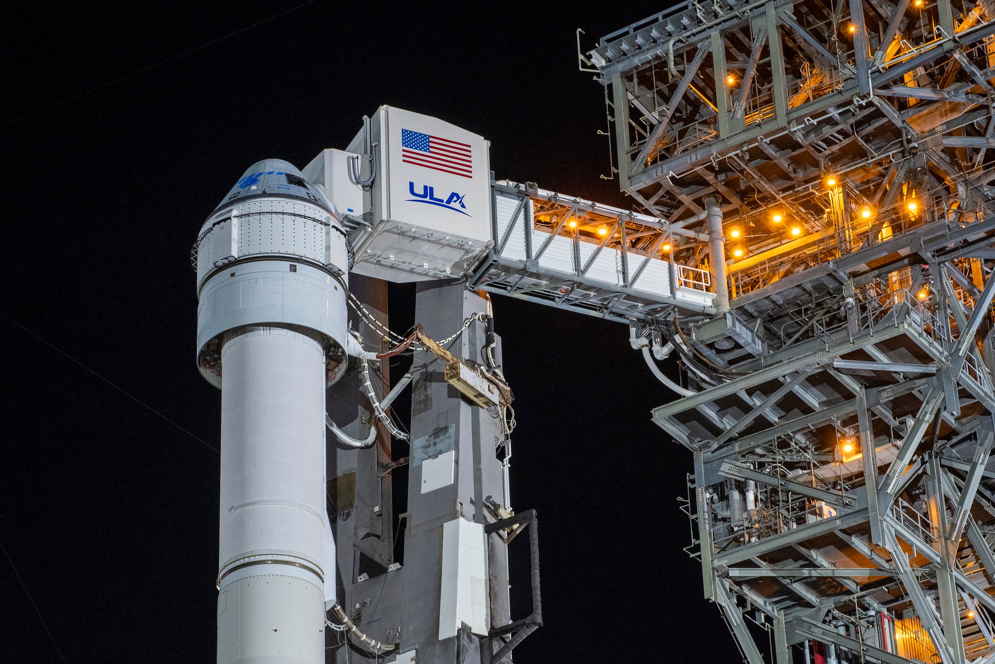 The Crew Access Arm enables the astronauts to board the spacecraft. Photo by United Launch Alliance