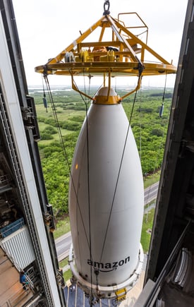 The encapsulated payload is maneuvered into the VIF. Photo by United Launch Alliance