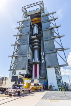 The fully integrated USSF-106 launch vehicle stands 20 stories tall. Photo by United Launch Alliance