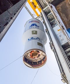 Centaur is hoisted into position atop Atlas V. Photo by United Launch Alliance