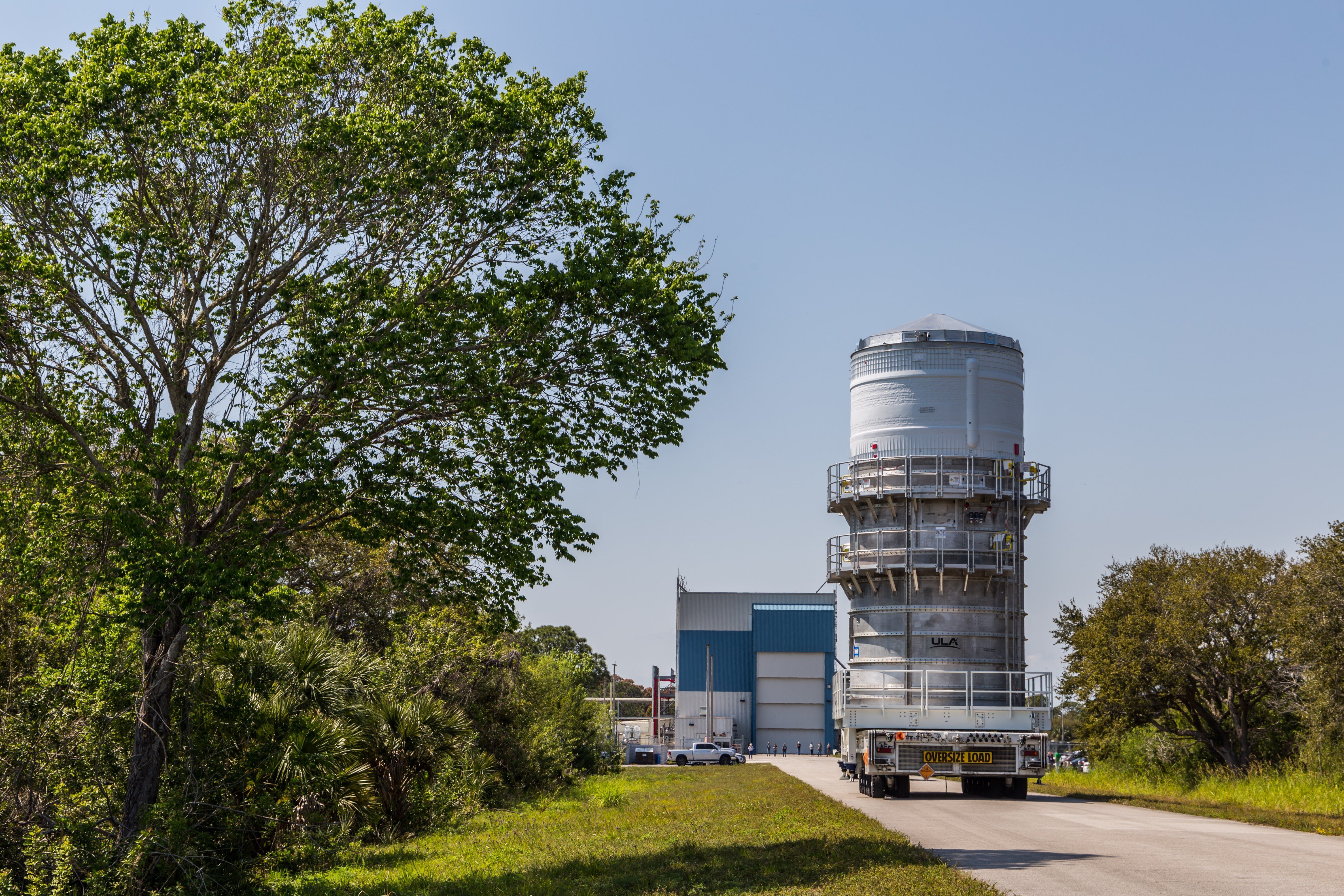 ICPS-2 arrives at the MPPF. Photo by United Launch Alliance