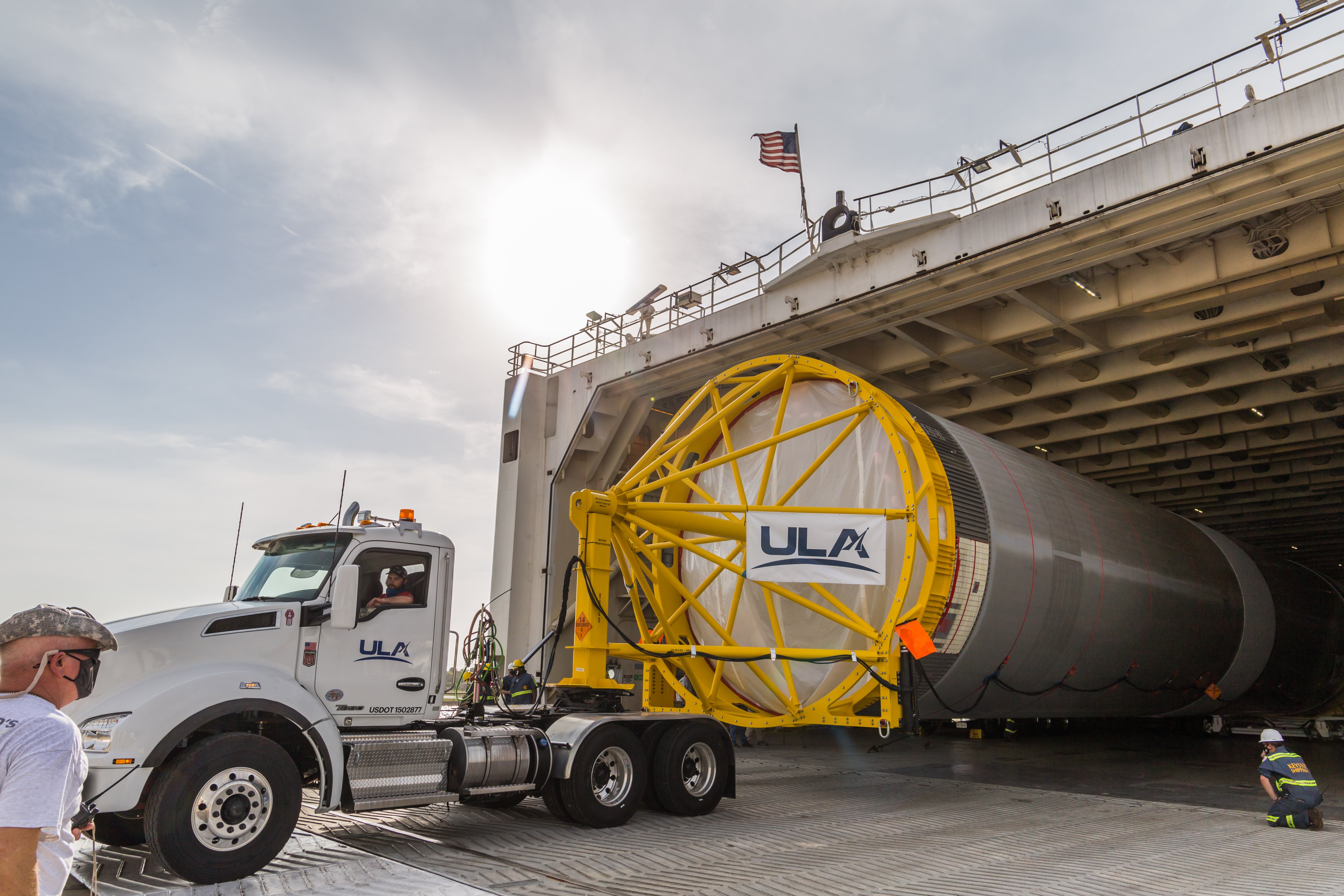 The PTT booster emerges from RocketShip. Photo by United Launch Alliance