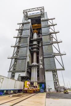 The Atlas V 551 rocket with ViaSat-3 F2 stands 196 feet (59.7 m) tall. Photo by United Launch Alliance