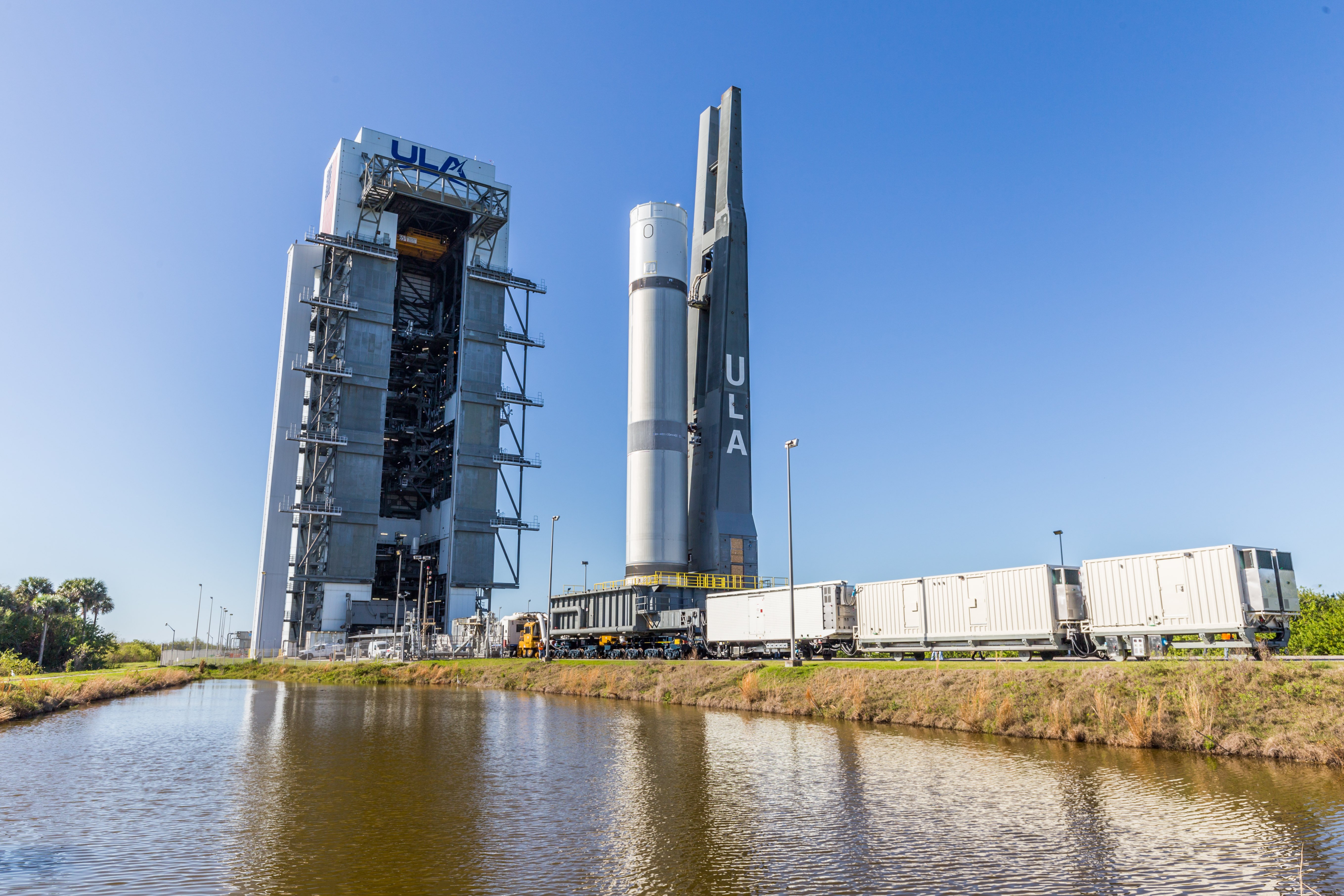 The VLP with the PTT pathfinder leaves the VIF. Photo by United Launch Alliance