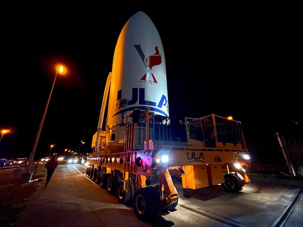 The Cert-1 mission payload arrives at the VIF. Photo by United Launch Alliance